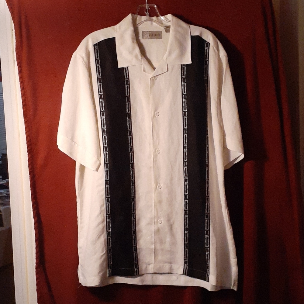 Cubavera cream and black shirt L